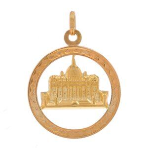 Yellow Gold St. Peter's Basilica Charm - 18k Rome, Italy Souvenir